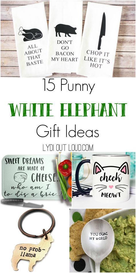 Hilarious Pun White Elephant Gift Ideas #whiteelephantgifts #giftideas #puns via @LydiOutLoud Pun Gift Ideas, White Elephant Gift Ideas, Elephant Gift Ideas, Punny Gifts, Best White Elephant Gifts, Easy Homemade Gifts, Funny Ideas, Elephant Party, Dyi Gifts