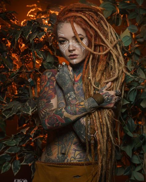 Dreadlock Tattoo, Morgin Riley, Dreadlocks Girl, Dreads Girl, Beautiful Dreadlocks, Dreads Styles, Music Genre, Tattoed Girls, Viking Symbols