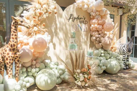 Ayden's "Wild ONE" | Animal themed birthday party by Parisa Kaprealian Animal Themed Birthday Party, Animal Theme Birthday, Wild Birthday Party, Boho Birthday Party, Jungle Theme Birthday, Safari Theme Birthday, Safari Theme Party, Wild One Birthday Party, Safari Birthday Party