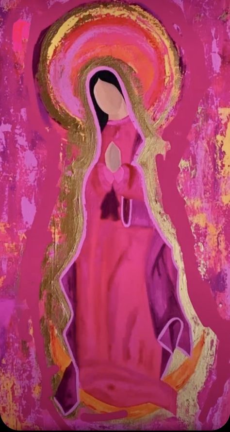 The Virgin Mary, Personal Project, Virgin Mary, Abstract Painting, Purple, Pink