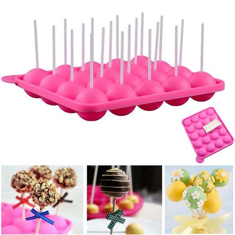 0.99US $ 96% OFF|20 Holes Silicone Cake Pop Mold Lollipop Maker Baking Cake Mould Candy Chocolate Bar Mold Kitchen Accessories Decorating Tools| |   - AliExpress No Bake Cake Pops, Candy Maker, Chocolate Bar Molds, Tray Cake, Cake Pop Molds, Candy Making Supplies, Lollipop Mould, Art Cafe, Chocolate Lollipops