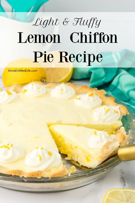 Sweet Pie Crust Recipe, Chiffon Pie Recipe, Sweet Pie Crust, Lemon Chiffon Pie, Chiffon Pie, American Dessert, Tart Flavors, Lemon Pie Recipe, Lemon Cream Pies