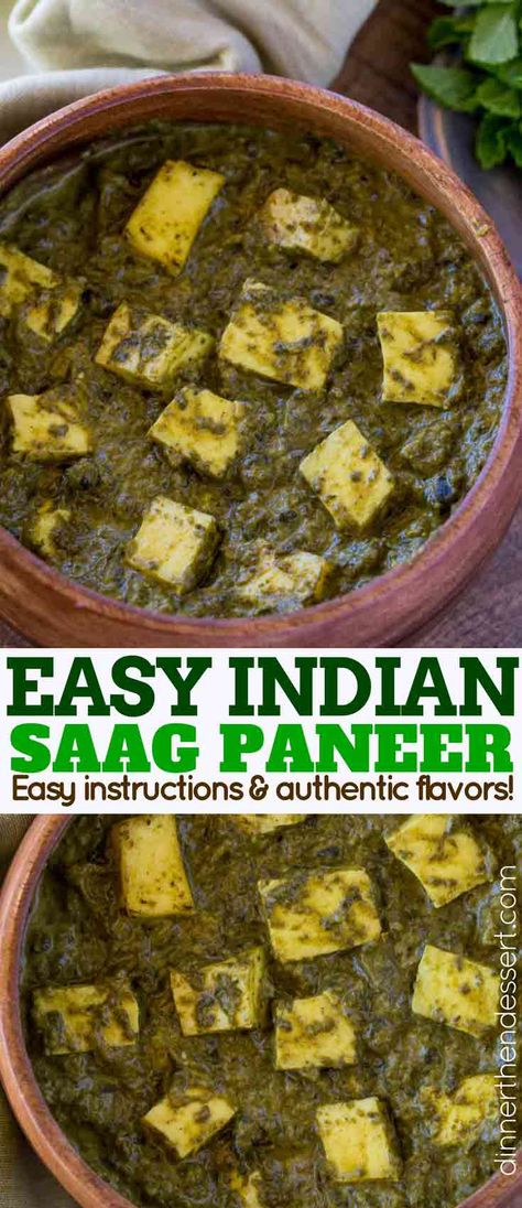 Saag Curry Recipe, Indian Food Recipes Spinach, Spinach Indian Dish, Spinach And Paneer Recipes, Paneer Spinach Recipes, Indian Spinach Side Dish, Indian Spinach Paneer, Spinach Paneer Recipe, Indian Vegetables Recipe