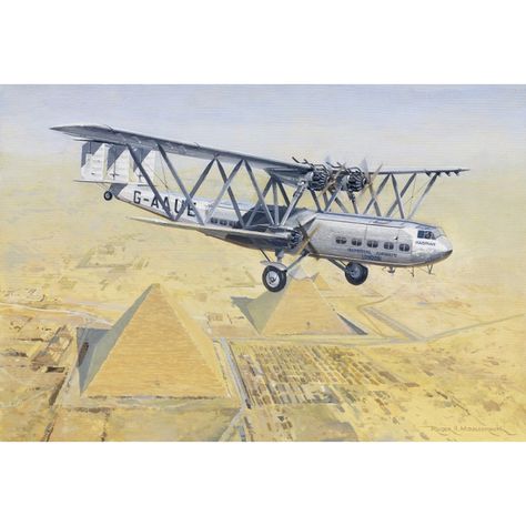 Imperial Airways Handley Page H.P 42 Aviation Airliner Art Print by Artist Roger H. Middlebrook GAvA. Hercules Art, Croydon Airport, Airplane History, Aviation Art Prints, Imperial Airways, Aircraft Illustration, Old Planes, Aircraft Painting, Passenger Aircraft