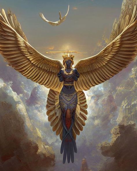 천사와 악마, Falcon Art, Egypt Concept Art, Ancient Egypt History, Angel Artwork, Ancient Egyptian Gods, Angel Warrior, Dark Artwork, Egypt Art