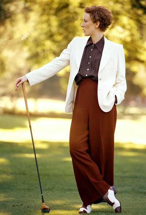 Period Outfits on Twitter: "Cate Blanchett, The Aviator (2004)… " Katherine Hepburn Style, Aviator Costume, Look Disco, Sandy Powell, Golf Attire Women, Katherine Hepburn, Film Costumes, Lindy Hop, The Aviator