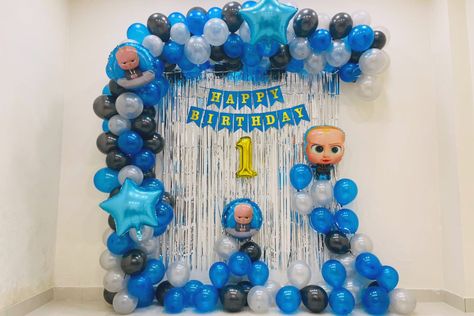 Elegant Birthday party Ideas with boss baby theme decoration at home. Surprise your Kids with this simple and under your budget decoration, and make their birthday so much fun and enjoyable to them with balloons decoration. Haplun is best to provide balloon decoration in Delhi. Elegant Birthday Party Ideas, Boss Baby Theme, Office Birthday Decorations, Baby Birthday Party Theme, Gold Birthday Decorations, Party Wall Decorations, Balloons Decoration, Boss Birthday