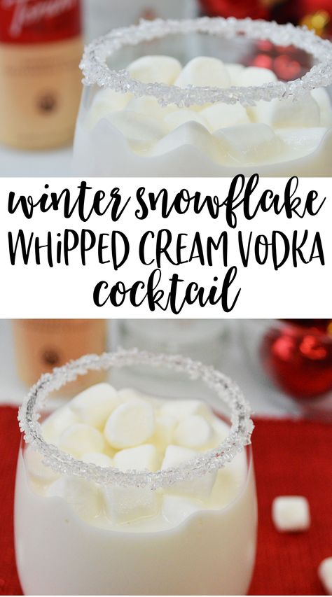 Vodka Whipped Cream Recipe, Whipped Cream Cocktails, Whipped Cream Vodka Cocktails, Marshmallow Vodka Drinks, Fun Winter Alcoholic Drinks, Marshmallow Cocktail Drinks, Whip Cream Vodka Recipes, Whipped Vodka Christmas Drinks, Whip Cream Vodka Drinks