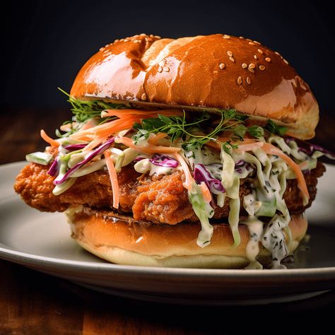 Napa Home Chef | Recipe: Teriyaki Fried Chicken Sandwich with Shiso Slaw. A delicious and unique Sonoma-Napa sandwich with crispy chicken, tangy slaw, and a savory teriyaki sauce. Savor Napa, Bite by Bite. Japanese Slaw Recipe, Teriyaki Chicken Sandwich, Marinated Cod, Ginger Slaw, Tangy Slaw, Gourmet Burgers Recipes, Fried Chicken Sandwiches, Burgers Recipes, Teriyaki Burgers