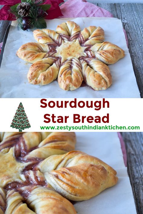 Sourdough Christmas Wreath, Sourdough Wreath, South Indian Kitchen, Fermented Bread, Discard Recipe, Star Bread, Dough Starter, Bread Sourdough, Sourdough Starter Discard Recipe