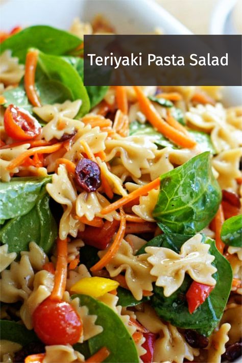 Teriyaki Pasta Salad, Teriyaki Pasta, Teriyaki Salad, Teriyaki Dressing, Potluck Salads, Nutrition Meals, Paleo Granola Recipe, Salad Party, Cold Noodles