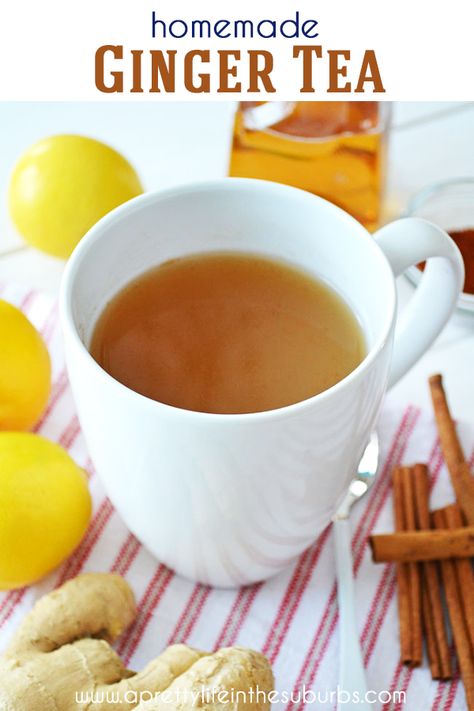 Home Made Ginger Tea Fresh Ginger Tea, Ginger Lemon Juice, Homemade Ginger Tea, Ginger Tea Recipe, Healthy Tea, Honey Cinnamon, Pretty Life, Healthy Teas, Ginger Recipes