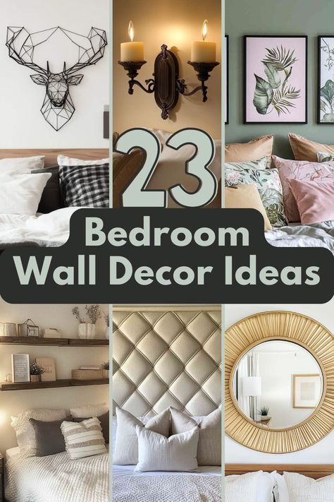 Looking for inspiration to decorate your bedroom walls? Explore these 23 Bedroom Wall Decor Ideas that will make your room feel cozy, stylish, and uniquely yours. Find the perfect decor ideas for your style! #BedroomDecor #WallArt #HomeDesign #BedroomMakeover #WallDecor Bedroom Inspirations Wall Decor, Teen Room Wall Ideas, Statement Walls Bedroom, Bedroom Decor Artwork, Decorating Bedroom Walls, Large Wall Decor Bedroom, Modern Bedroom Wall Decor, Paintings For Bedroom, Bedroom Wall Decor Ideas