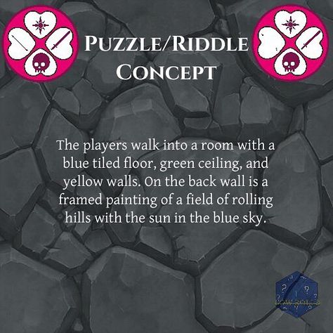 Dnd Riddles And Puzzles, Dnd Dungeon Puzzle Ideas, Dnd Puzzle Rooms, Dnd Plot Hook Ideas, Dnd Riddles With Answers, D&d Puzzle Ideas, D&d Puzzles, Dnd Traps And Puzzles, Dungeon Puzzles