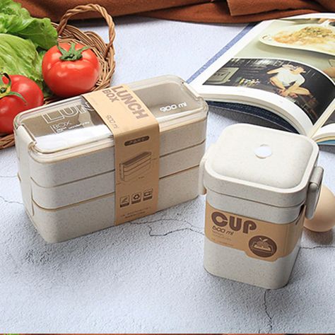 Gerobak Dorong, Lunch Box Bento, Japanese Bento Box, Japanese Bento, Wheat Straw, Light Lunch, Soup Mugs, Bento Box Lunch, Bento Lunch