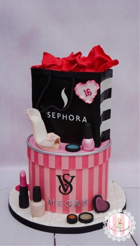 Birthday Cake For Teens, Sweet Sixteen Cakes, Teen Cakes, Fashion Cake, Birthday Cakes For Teens, Sweet 16 Birthday Cake, Sweet 16 Cakes, 16 Cake, Make Up Cake