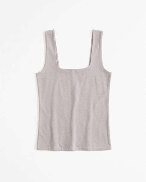 Women's Cotton-Blend Seamless Fabric Squareneck Tank | Women's Tops | Abercrombie.com Female Features, High Rise Straight Jeans, Tank Top Cami, Cami Tanks, Wide Straps, Women's Tops, Square Neckline, Cotton Tops, 90s Fashion