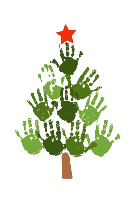 Holidays Arts And Crafts For Kids, Hand Print Crafts Christmas, Hand Print Christmas Tree Craft, Hands And Feet Christmas Crafts, Christmas Handprint Wreath, Handprint Christmas Tree Canvas, Wreath Handprint Craft, Christmas Tree With Handprints, Handprint Wreath Preschool