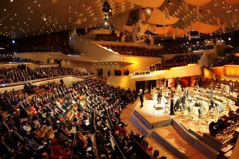 Berlin Philharmonic Orchestra, Germany.  Love Sir Simon Rattle and the very talented musicians of Berlin Philharmonic. Reichstag Building, Hans Scharoun, Berlin Philharmonic, Things To Do In Berlin, Berlin Travel, Underground Cities, Reunification, Chamber Music, Concert Venue