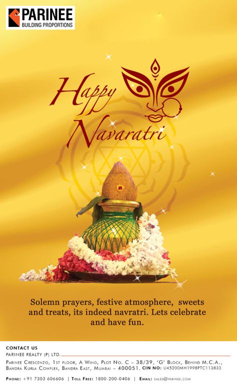 Parinee Realty wishes you all a very Happy Navratri www.parinee.com #Navratri2016 #Occasion #Festival #Celebration Navarathri Wishes Images, Chitra Navratri Wishes, Happy Navratras Wishes, Navratras Wishes, Navarathri Wishes, Navratri Wishes Quotes, Hindu Holidays, Ashapura Maa, Ganpati Images