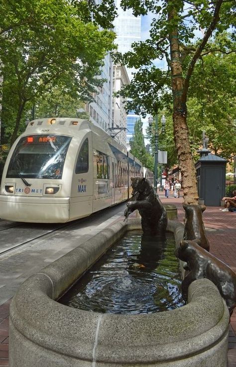 Portland Oregon Photography, Light Rail Vehicle, Downtown Portland Oregon, Oregon Life, New Urbanism, Oregon Photography, Public Transit, Downtown Portland, Rose City