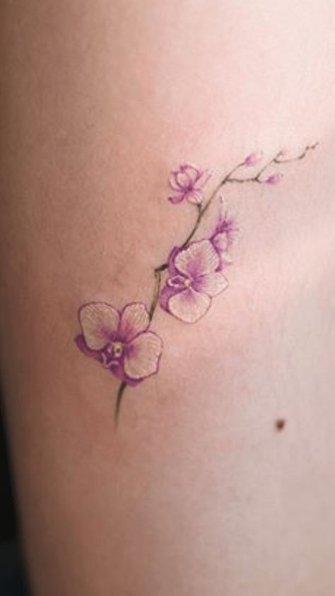 Foot Tattoos For Women Flowers, Purple Orchid Tattoo, Orchid Tattoo Meaning, Orchid Tattoos, Orchid Flower Tattoos, Cat Tattoo Ideas, Orchid Tattoo, Foot Tattoos For Women, Tattoos For Women Flowers