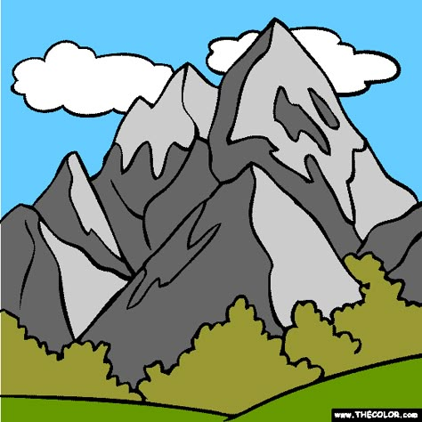 Mountain coloring page | color a snowy mountain Mountain Drawing With Color, Mountain Cartoon Drawing, Mountains Drawing Simple, Mountain Drawing Color, Mountain Coloring Pages, Mountain Range Drawing, Mountain Drawing Simple, Rama Art, Drawing Of A Mountain