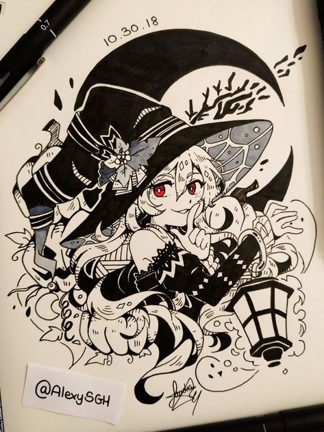 Markers Drawing Ideas, Markers Drawing, Witch Costume, Anime Drawing, Arte Sketchbook, Yandere Simulator, A Witch, Cute Art Styles, Marker Art