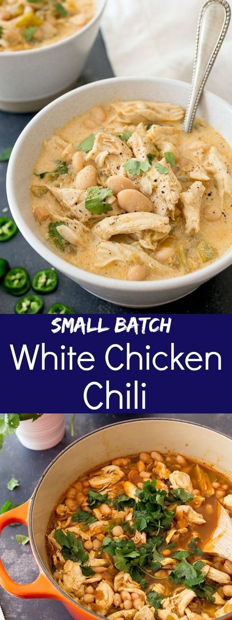 White Chicken Chili For Two, Small Batch Chili Recipe, Easy Chicken Chili Recipe, Chili For Two, Chicken Dinner For Two, Chicken Chili Recipe Easy, White Chicken Chili Recipe Crockpot, Easy Chicken Chili, White Chicken Chili Healthy