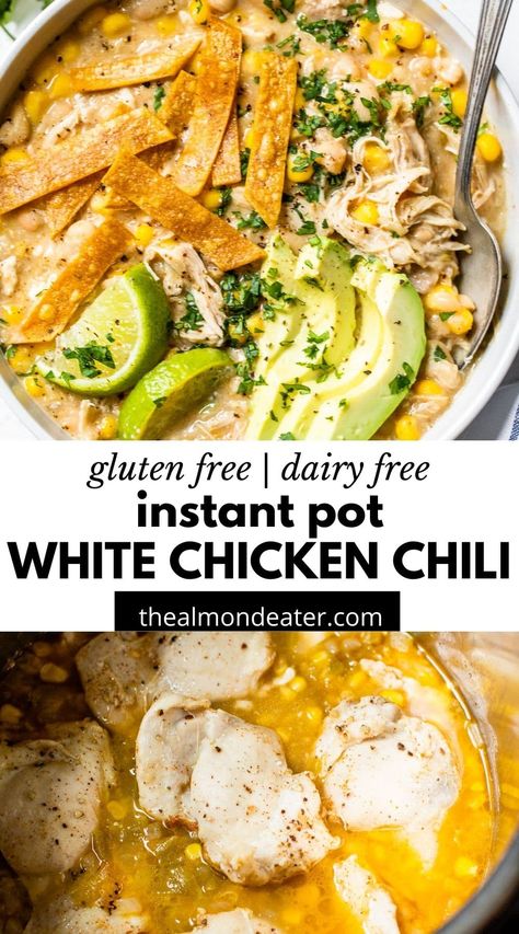 Instant Pot White Chicken Chili, Dairy Free Recipes Dinner, Whole Chicken Recipes, Dairy Free Dinner, Instant Pot Soup, Delicious Soup Recipes, Gluten Free Dairy Free Recipes, White Chicken Chili, Instant Pot Dinner Recipes