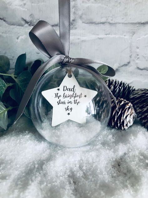 Brightest Star In The Sky, Memory Bauble, Clear Gift Boxes, Star In The Sky, Christmas Bunting, Funny Gifts For Friends, Grey Ribbon, Bereavement Gift, Gifts For Colleagues