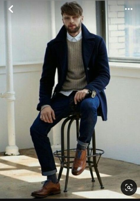 Men’s Peacoat Outfit, Mens Peacoat Outfit, Peacoat Outfit Men, Mens Peacoat, Fashion For Men Over 40, Winter Outfits For Men, Mantel Outfit, Milan Fashion Week Men, Over 40 Fashion