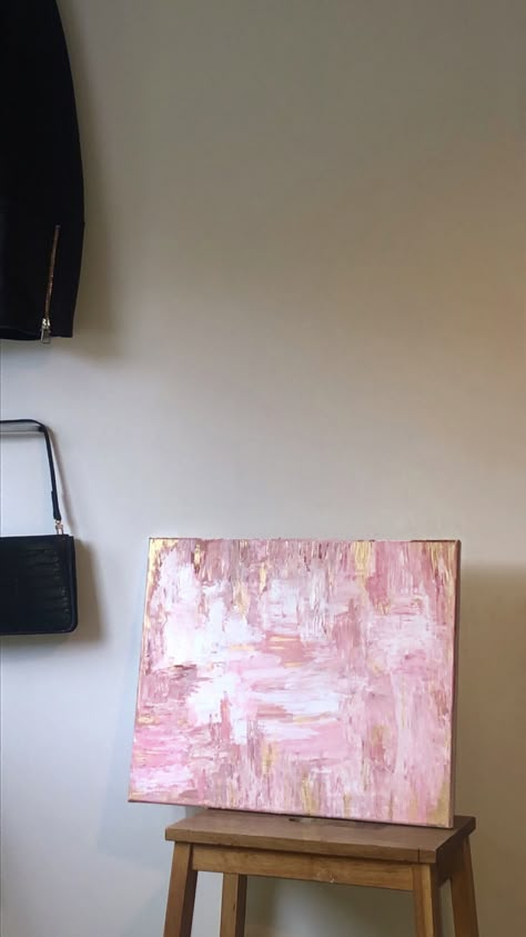 Pink Artwork Paintings, Pink Canvas Paintings Simple, Pink And Gold Painting, Pink Art Painting, Sparkle Paint, Pink Canvas Art, Pink Artwork, Pink Abstract Painting, Interior Paintings