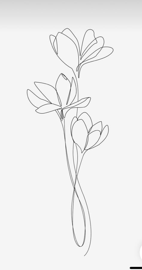 Outline Of Flowers Tattoo, Outline Floral Tattoo, Floral Outline Drawing Simple, Continuous Line Flower Drawing, Flower Continuous Line Drawing, Continuous Line Flower Tattoo, Continuous Line Tattoo Flower, Outlines Of Flowers, Single Line Flower Drawing