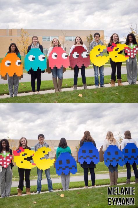 Group halloween costume. Pacman with ghosts and extra! Pacman Halloween Costumes Group, Spot Costume Book Week, Pacman Halloween Costume Diy, Pacman And Ghost Costume, Gameboard Costumes, Pacman Halloween Costumes, Pac Man Family Halloween Costumes, Pac Man Group Costume, Pacman Group Costume