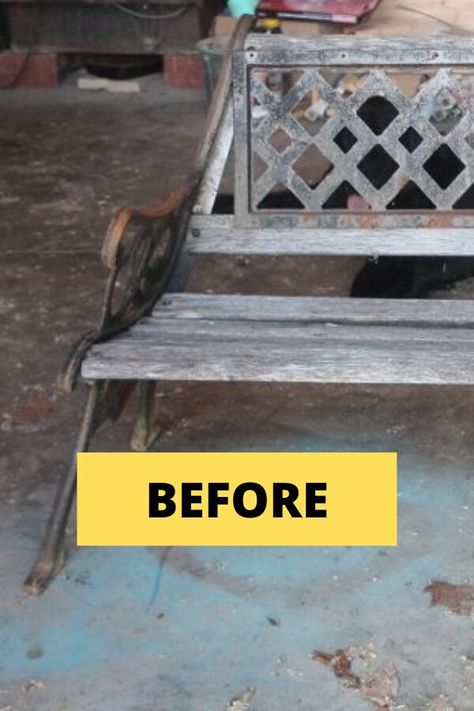 Bench Upcycle Ideas, Old Bench Ideas Garden, Outdoor Bench Color Ideas, Upcycle Patio Furniture, Outdoor Bench Makeover, Outside Bench Decorating Ideas, Upcycled Garden Bench, Garden Bench Upcycle, Repurposed Bench Ideas