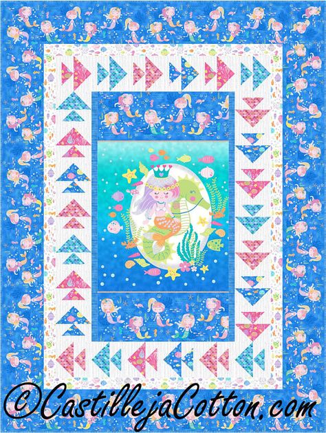 Fish Quilt Pattern, Winter Quilts Patterns, Kid Quilts Patterns, Mermaid Quilt, Lap Quilt Patterns, Panel Quilt Patterns, Fish Quilt, Horse Quilt, Northcott Fabrics