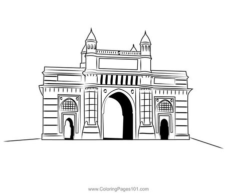 Gateway Of India Coloring Page Orange Spice Cupcakes, Gateway Of India, Gate Way, India Gate, Photoshop Tutorial, Art Drawings Simple, Free Kids, Drawing People, Printable Coloring