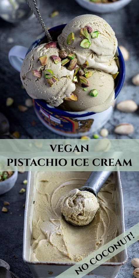 Vegan Pistachio Ice Cream, Pistachio Delight, Vegan Frozen Dessert, Vegan Pistachio, Vegan Ice Cream Recipe, Vanilla Ice Cream Recipe, Ice Cream Maker Recipes, Delicious Ice Cream, Food Advice