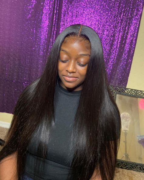 KD Harris👸🏽💜 on Instagram: “glueless closure sew in 💜 | 28 inches. 4x4 closure hair @galorebundlesinc yt : KD Harris TV📺💜 #KrownedbyKD 👑#swipe #closuresewin…” Straight Hair Sew In With Closure, Birthday Wig Hairstyles Straight, Sew In Weave With Closure Straight Hair, Glueless Closure Sew In, 28 Inch Sew In, Straight Sew In With Closure, 4x4 Closure Sew In, Closure Sew In Hairstyles, Sew In Hairstyles With Closure