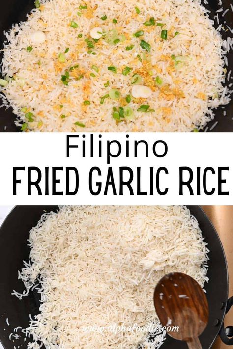 This garlic fried rice is so versatile in how it can be enjoyed. Start your day with a delicious Filipino breakfast, or keep this as a traditional fried rice recipe to enjoy for lunch or dinner. Best of all, you just need four simple ingredients that you probably already have on hand! Garlic Rice Filipino, Sinangag Recipe, Garlic Rice Recipes, How To Cook Garlic, Filipino Breakfast, Classic Roast, Garlic Fried Rice, Garlic Rice, Quick Dinner Ideas