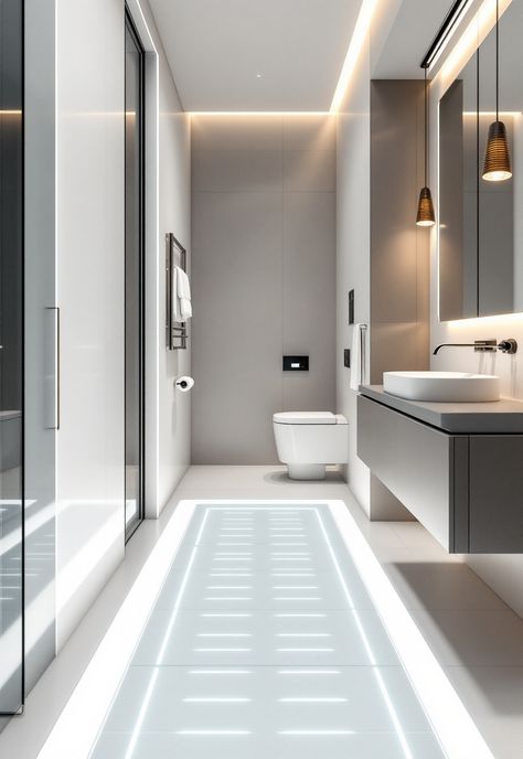 futuristic bathroom ideas High Tech Bathroom, Futuristic Bathroom, Agriculture Industry, Design And Technology, Motion Sensor Lights, Minimalist Modern, Culture Travel, Modern Spaces, Motion Sensor