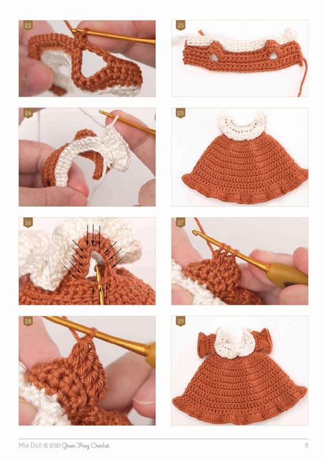 Mini Doll Crochet Pattern, Crochet Dress For Doll, Crochet Doll Dress Pattern, Crochet Doll Dress Free Pattern, Doll Dress Crochet Pattern, Crochet Doll Hair, Doll Dress Form, Crochet Doll Clothes Free Pattern, Crochet Doll Clothes Patterns