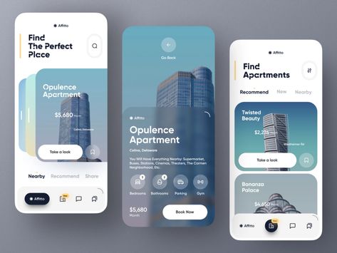 Affitto Real Estate App by Sajon for Orix Creative on Dribbble Creative App Design, Ux Design Principles, Real Estate App, Ui Ux 디자인, Ux App Design, App Design Layout, Mobile App Design Inspiration, App Interface Design, Mobile Web Design