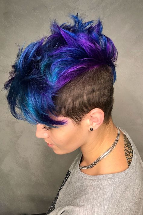 Cornrows Ideas, Blue And Purple Hair, Galaxy Hair Color, Pixie Hair Color, Purple Hair Color Ideas, Women Cornrows, Blue Purple Hair, Blue And Pink Hair, Purple Hair Color