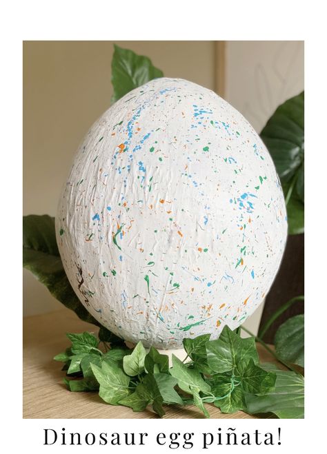 Dinosaur egg piñata Dinosaur Egg Pinata, Dino Egg Pinata, Dinosaur Egg, Jurassic Park Party, Pinata Fillers, Dino Eggs, Dinosaur Eggs, Party Themes For Boys, Dino Party