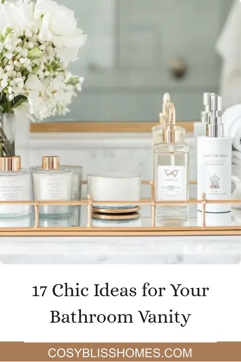 Ready to jazz up your bathroom vanity? Discover 17 super chic decor ideas that will have your space looking fantastic in no time! From cute trays to stylish trinkets, these tips will help you create a unique and inspiring oasis right in your home. Whether you’re after soft lighting, cozy touches, or unique storage solutions, we've got you covered. Say goodbye to medicine cabinet madness and hello to organization and beauty! Click through to find the perfect styles and spark your creativity now! Master Bath Vanity Styling, Vanity Styling Bathroom, How To Style Bathroom Vanity, Double Vanity Bathroom Decor Ideas, How To Decorate Bathroom Vanity, Master Bath Sink Decor, Vanity Tray Decor Bathroom, Vanity Counter Organization, Styling Bathroom Counter