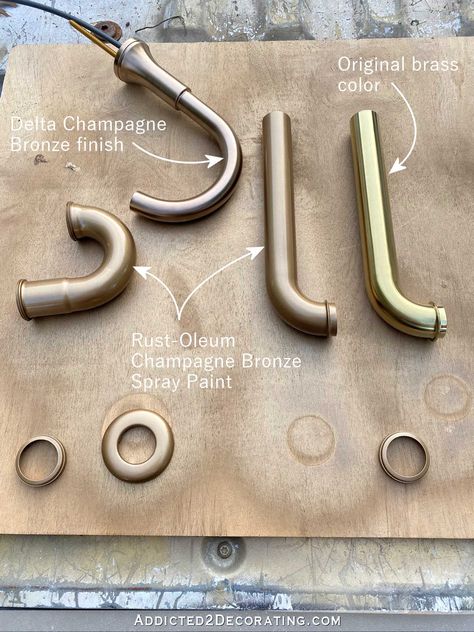 Bronze Spray Paint For Metal, Champagne Bronze Spray Paint, Brass Spray Paint For Metal, Best Brass Spray Paint, Antique Brass Spray Paint, Spray Paint Dresser, Best Gold Spray Paint, Brass Spray Paint, Delta Champagne Bronze