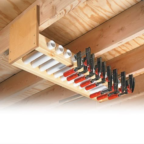 My clamps are always in the way... Tool Storage Ideas, Clamp Storage, Garage Workshop Organization, Shed Organization, Garage Tool Storage, Tool Storage Diy, Workshop Design, Garden Tool Storage, Diy Garage Storage