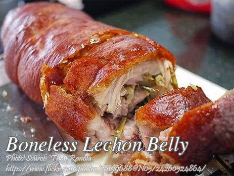 Boneless Lechon Belly Pork Belly Lechon Recipe, Lechon Recipe, Lechon Belly, Panlasang Pinoy Recipe, Pork Belly Recipes, Roasted Pork, Filipino Dishes, Pinoy Food, Filipino Food